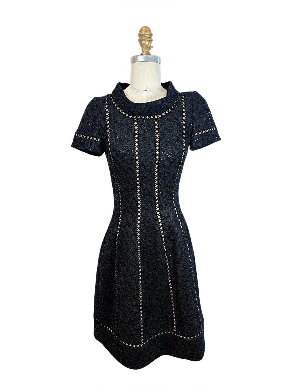 Oscar de la Renta P13 Black Sequin Cocktail Dress Size 4